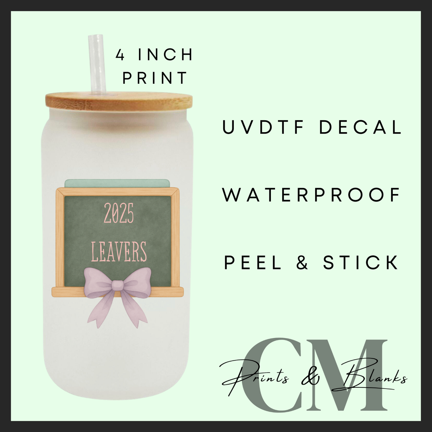 2025 pink leavers Uvdtf single decal (4”, 10cm)