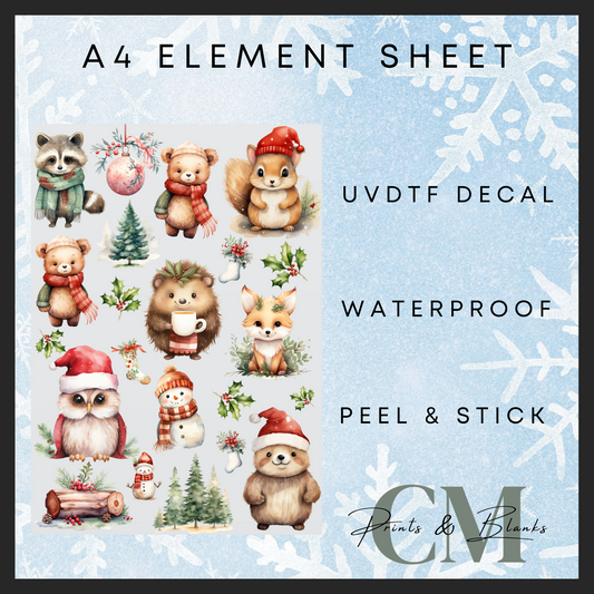 Christmas animals A4 Uvdtf element sheet