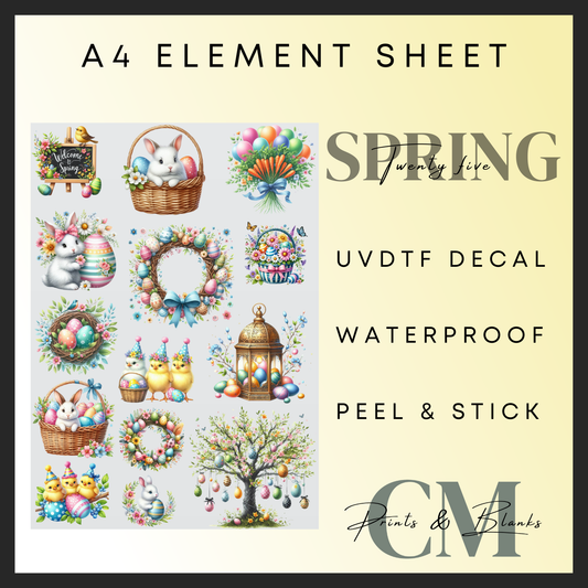 Colourful Easter A4 uvdtf element sheet