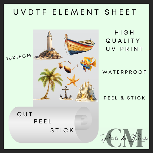 Beach themed Uvdtf element sheet