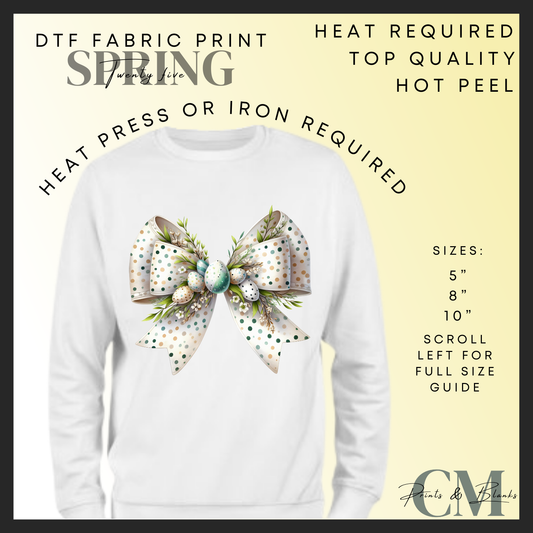 White floral bow DTF transfer