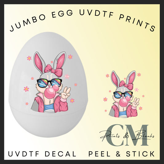 Bubblegum bunny jumbo egg uvdtf decal (15cm decal)