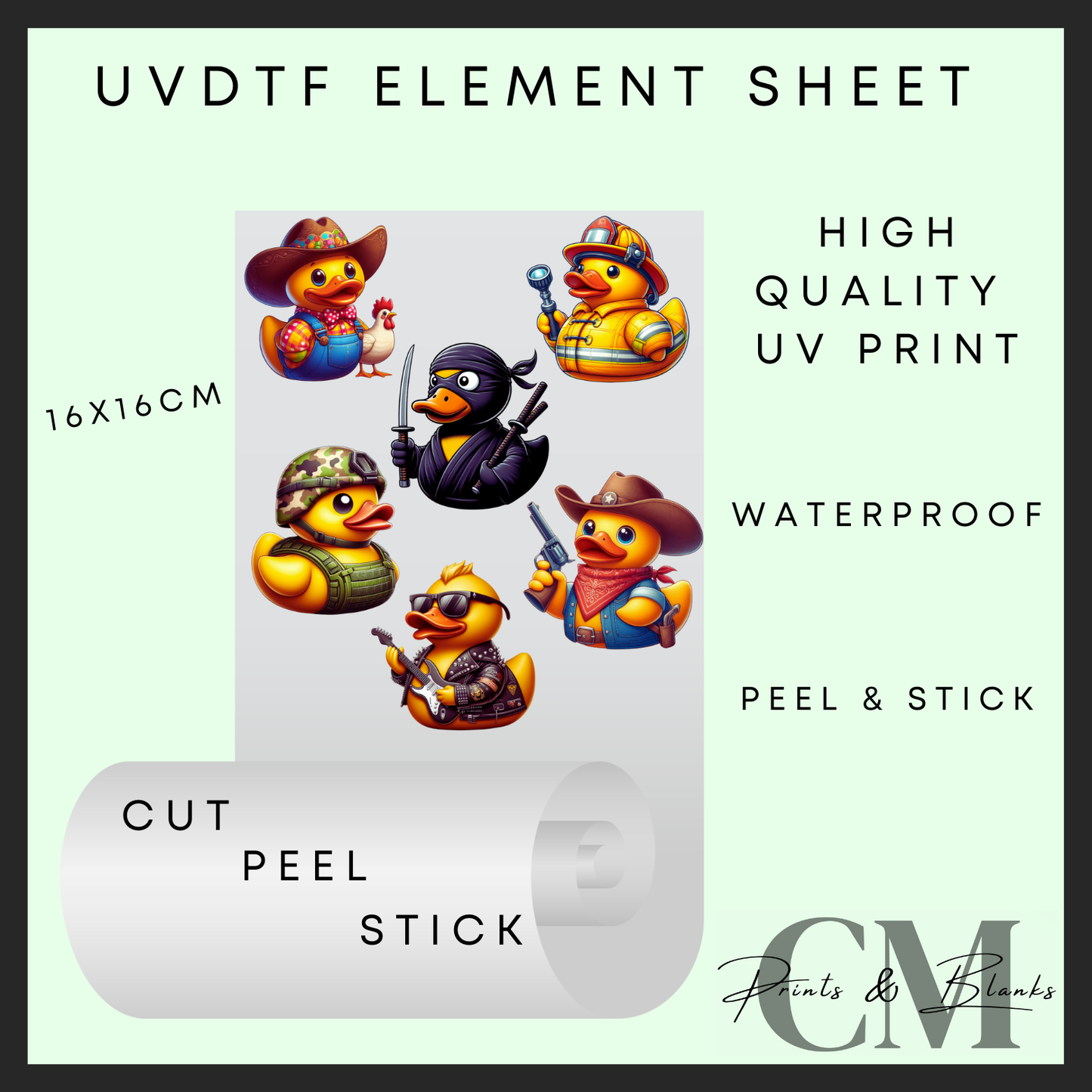 Dress up ducks Uvdtf element sheet