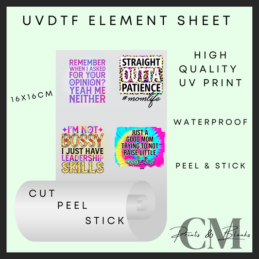 Sarcasm quotes uvdtf element sheet