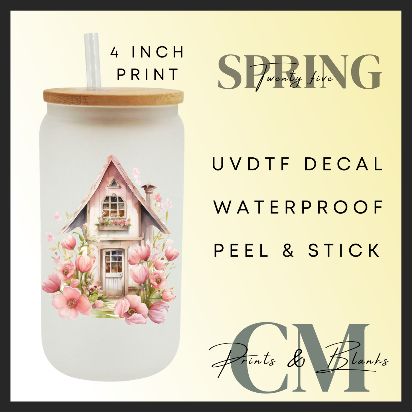 Pink house uvdtf single decals (4” / 10cm)