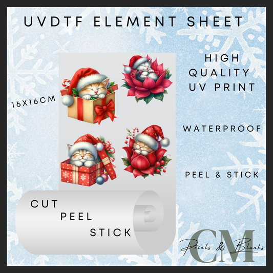 Cosy Christmas cats Uvdtf element sheet