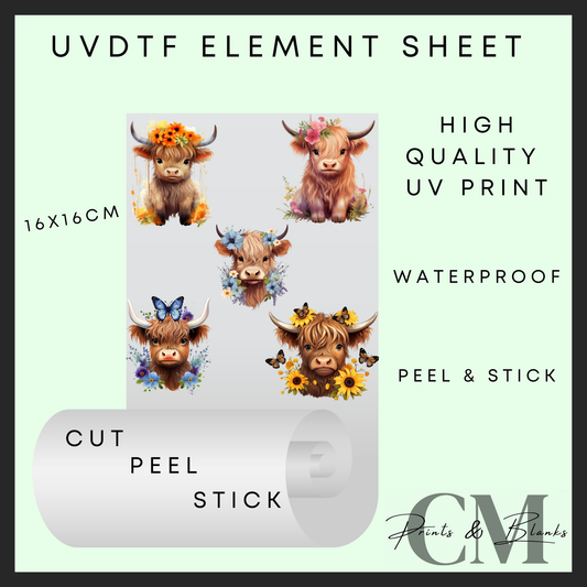 Highland cow Uvdtf element sheet