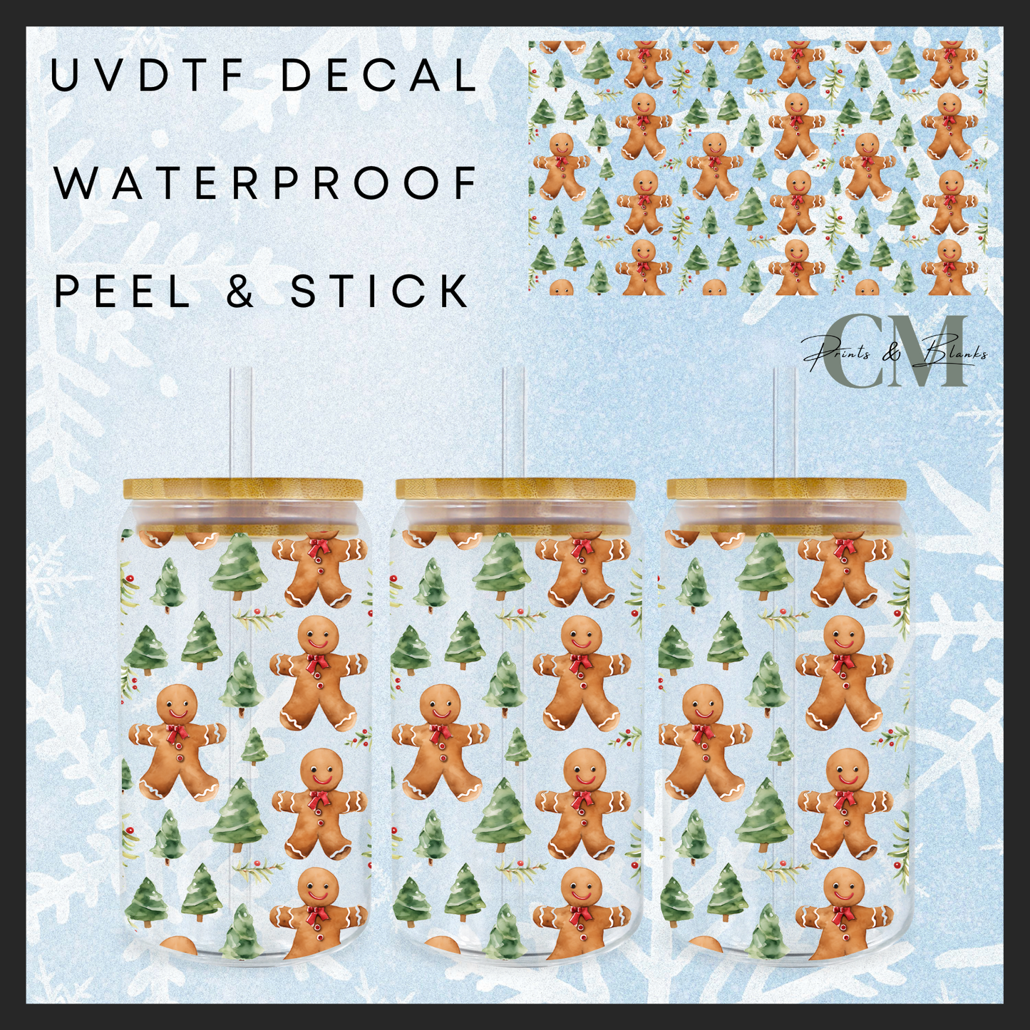 Gingerbread & trees 16oz uvdtf wrap