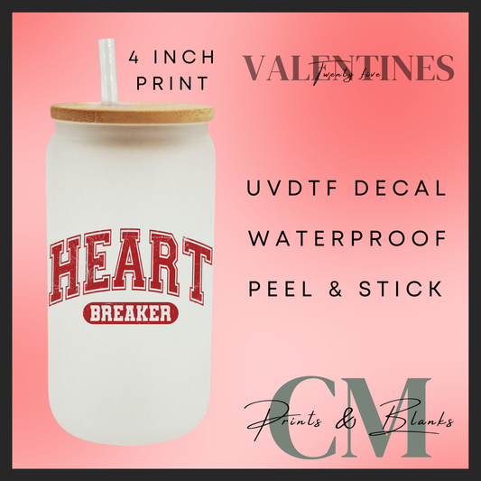 Heart breaker uvdtf single decal (4” / 10cm)