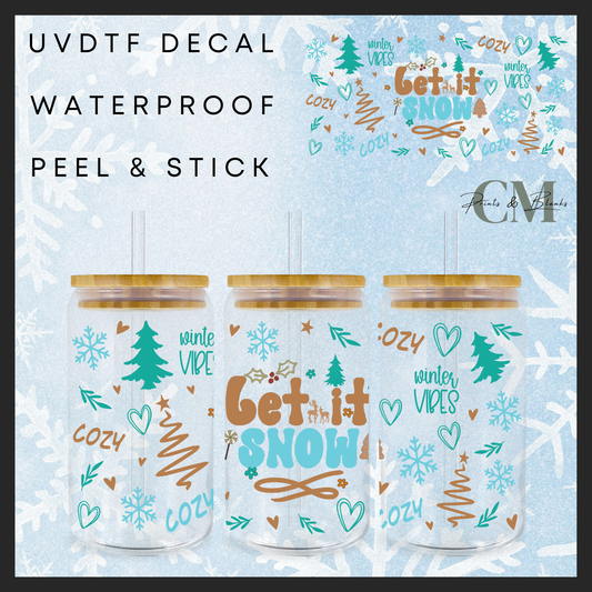 Let it snow winter vibes 16oz uvdtf wrap