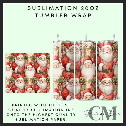 Vintage Santa Sublimation 20oz tumbler wrap