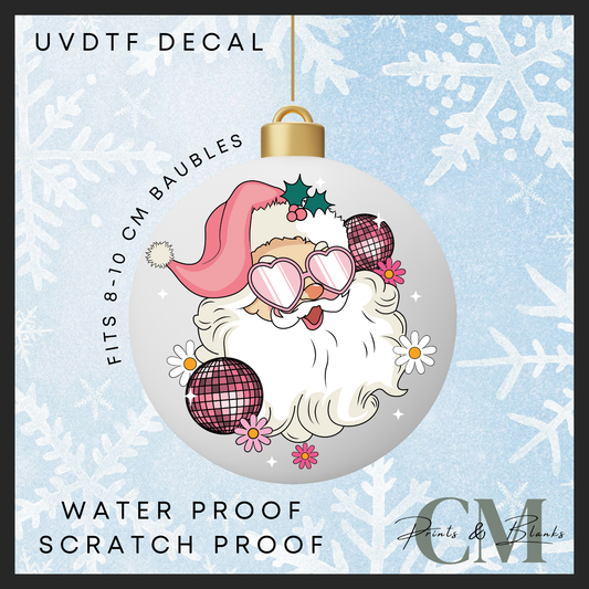 Disco ball Santa 8-10cm bauble Uvdtf decal