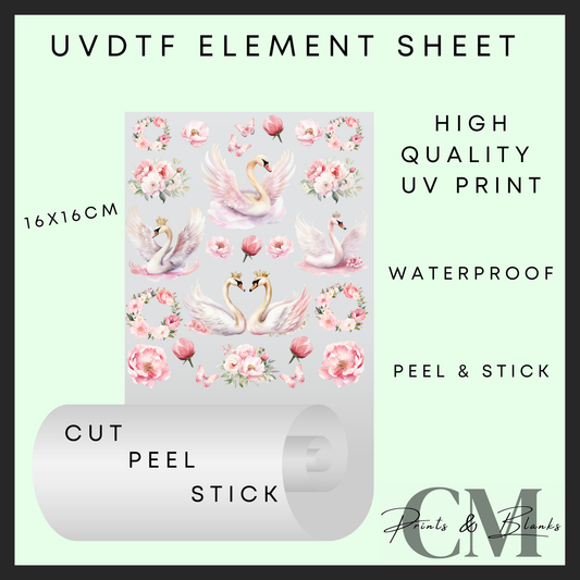 Pink swans Uvdtf element sheet