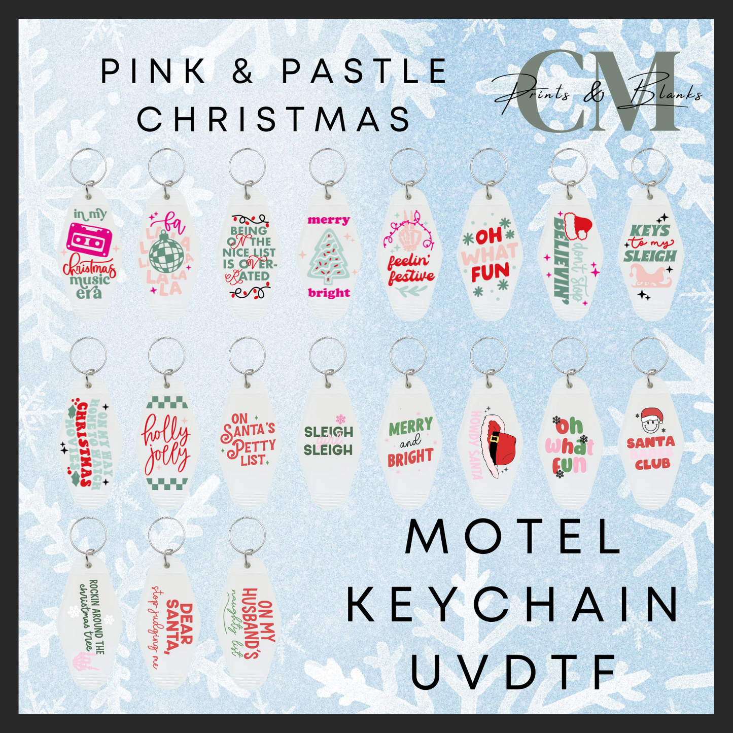 Pink & Pastle Christmas Uvdtf motel keychain decals