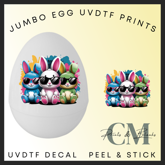 Cool bunny’s jumbo egg uvdtf decal (15cm decal)