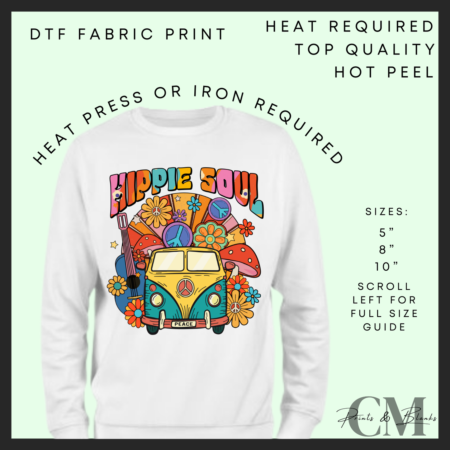 Hippie soul DTF transfer