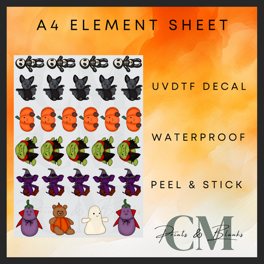 Small scaredy cats A4 uvdtf element sheet