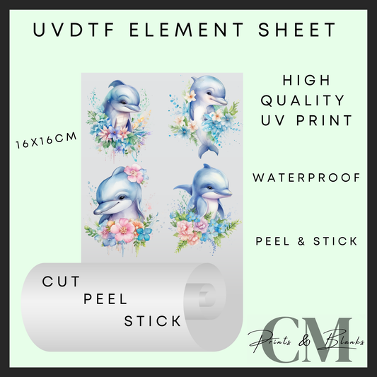 Flowery dolphins Uvdtf element sheet