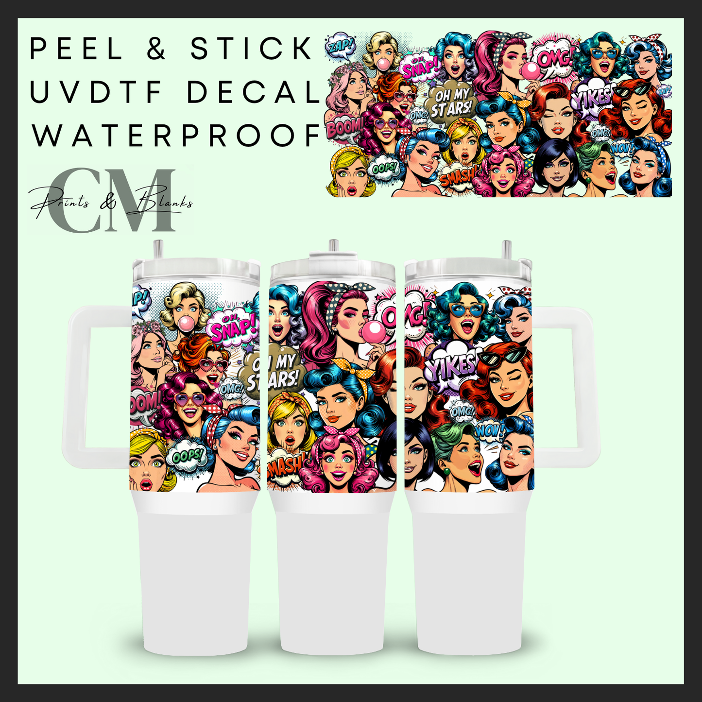 Retro pop girls 40oz Uvdtf wrap