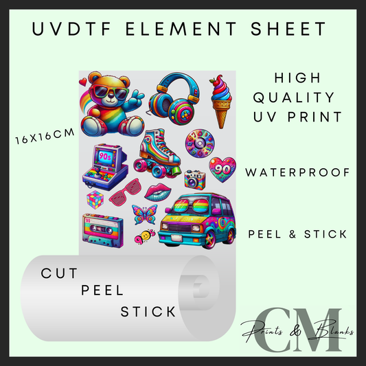 Colourful fun Uvdtf element sheet