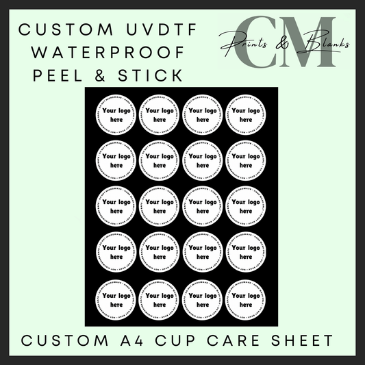 Custom Uvdtf logo cup care sheets