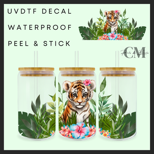 Flowery tiger 16oz Uvdtf wrap