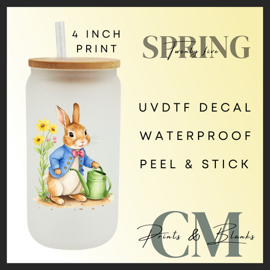 Watering can bunny Uvdtf single decal (4” / 10cm)