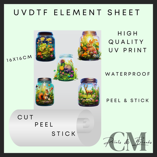 Glass jars Uvdtf element sheet