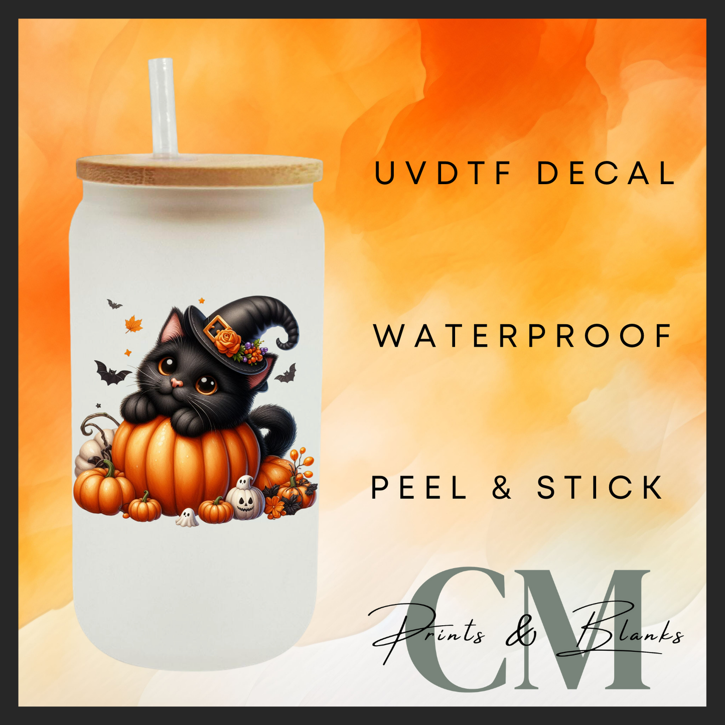 Black cats & pumpkins uvdtf single transfers (4” / 10cm)