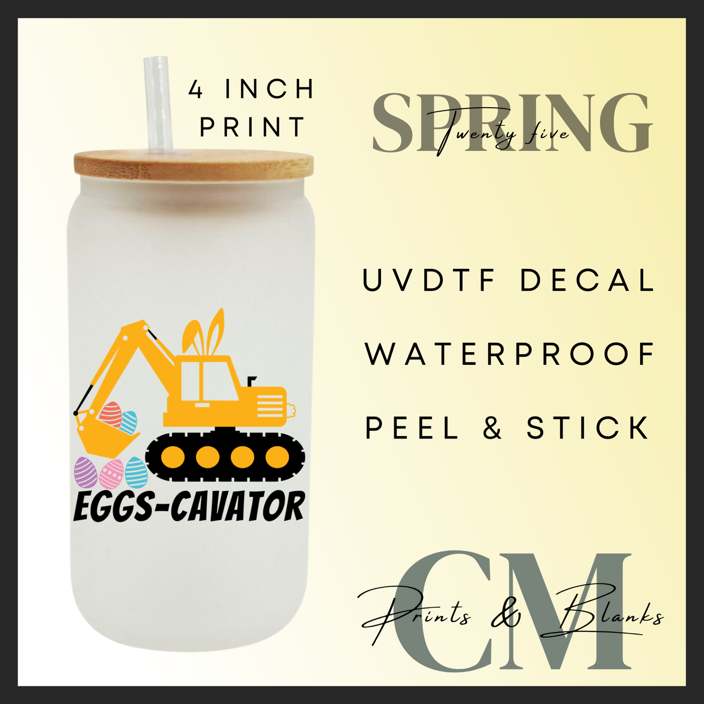 Eggs-cavator uvdtf single decals (4” / 10cm)