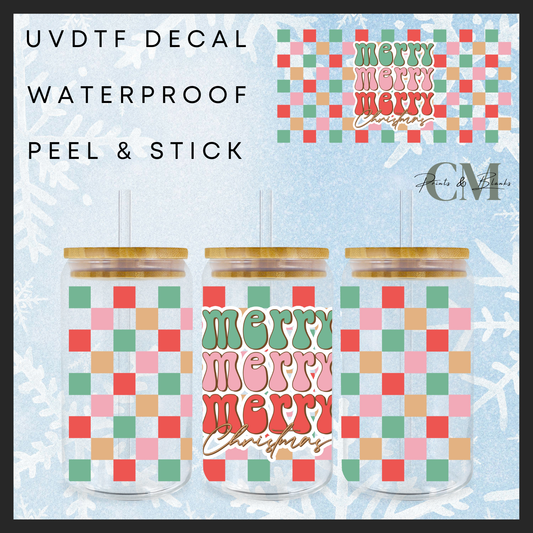 Merry merry merry checkered 16oz uvdtf wrap