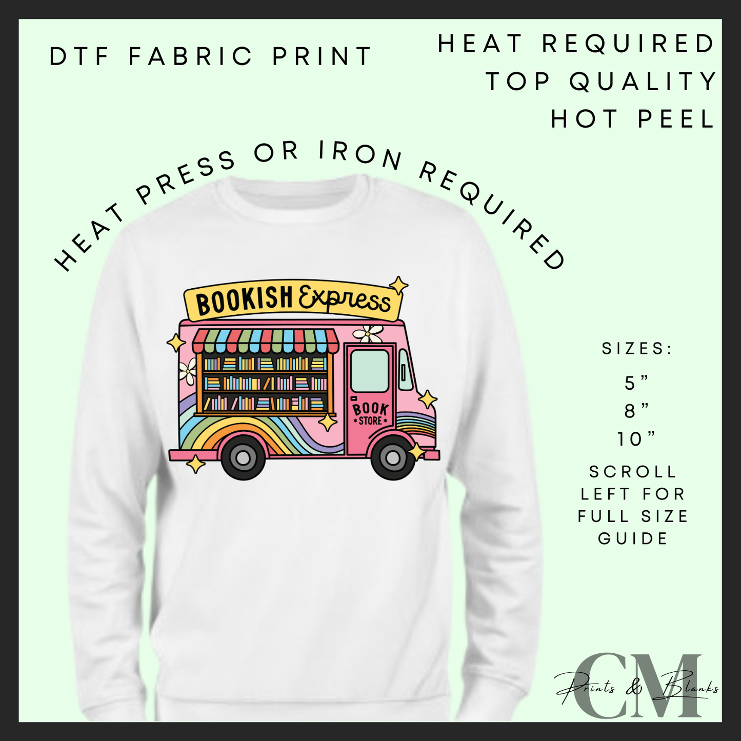 Bookish express DTF transfer