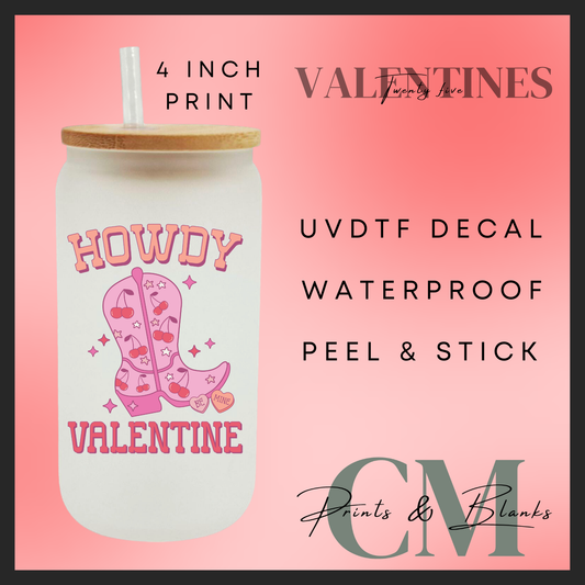 Howdy valentines uvdtf single decal (4” / 10cm)