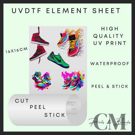 Colourful shoes uvdtf element sheet