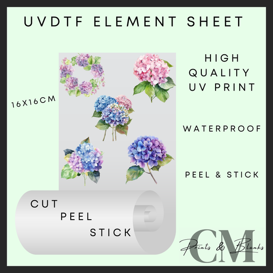 Hydrangeas uvdtf element sheet