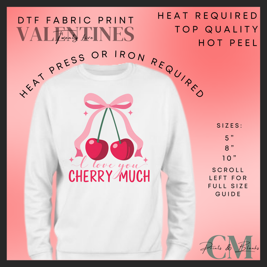 Cherry much bows DTF transfer