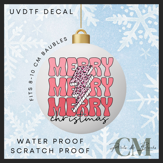 Merry Christmas 8-10cm bauble Uvdtf decal