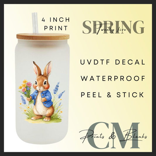 Flower field bunny Uvdtf single decal (4” / 10cm)