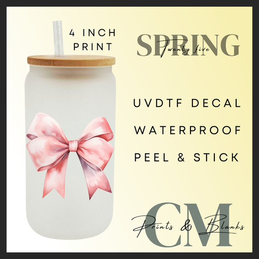 Pink bow uvdtf single decals (4” / 10cm)