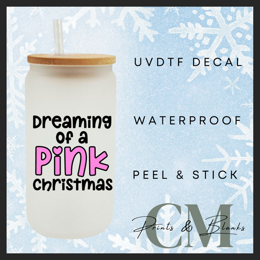 Dreaming of a pink Christmas Uvdtf single decal (4” / 10cm)