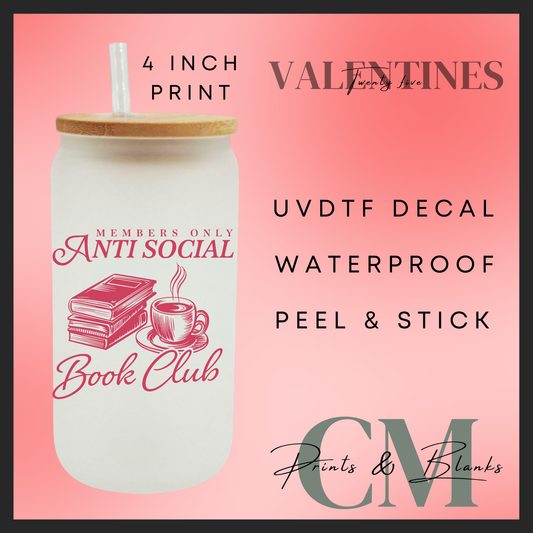 Anti social book club Uvdtf single decal (4” / 10cm)