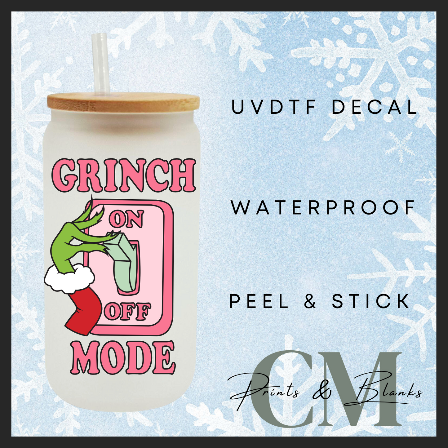 Grinch mode on single uvdtf decal (4” / 10cm)