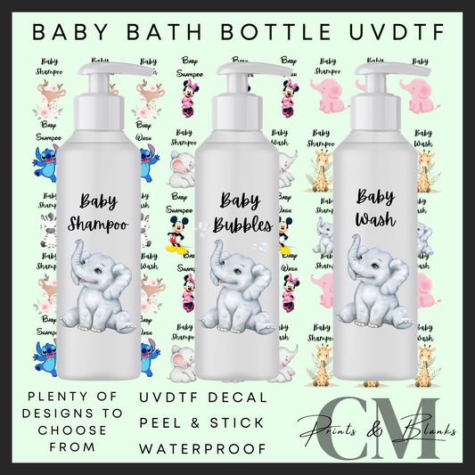 Baby bath bottles Uvdtf single decals (pack of 3) (5.4” / 14cm height)