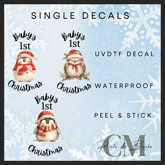 Baby’s first Christmas Uvdtf single decals (pack of 3) (4”, 10cm)