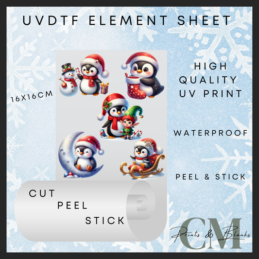 Christmas penguins Uvdtf element sheet