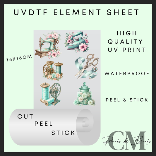 Blue sewing element sheet