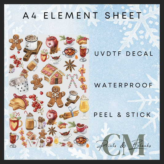 Christmas baking A4 Uvdtf element sheet