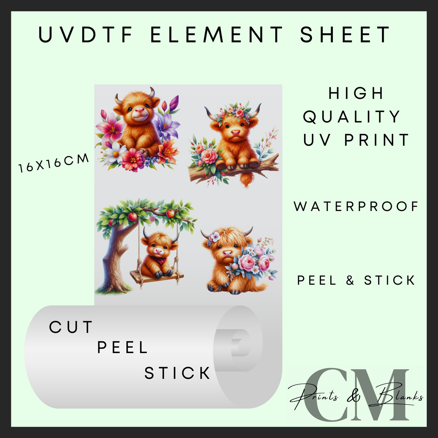 Outdoor highland cows Uvdtf element sheet