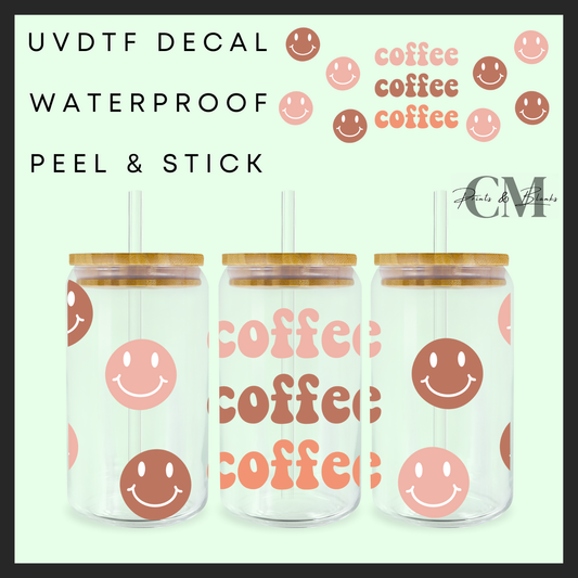 Smiley coffee 16oz Uvdtf wrap