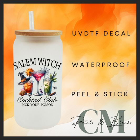 Salem witch cocktail club uvdtf single transfer (4” / 10cm)